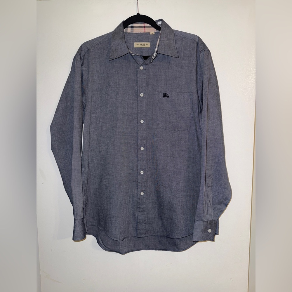 Burberry Blue Button-Up Long Sleeve Shirt